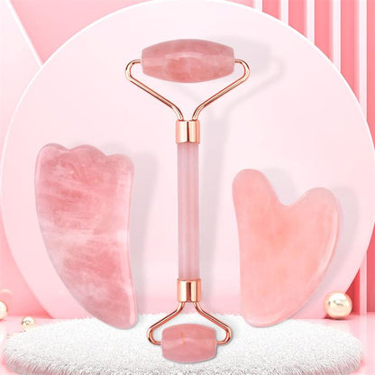 TamiLore Rose Quartz Gua Sha & Jade Roller Set