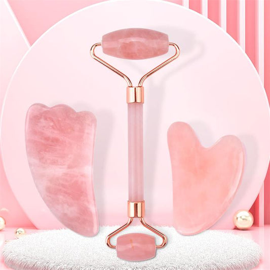 TamiLore Rose Quartz Gua Sha & Jade Roller Set