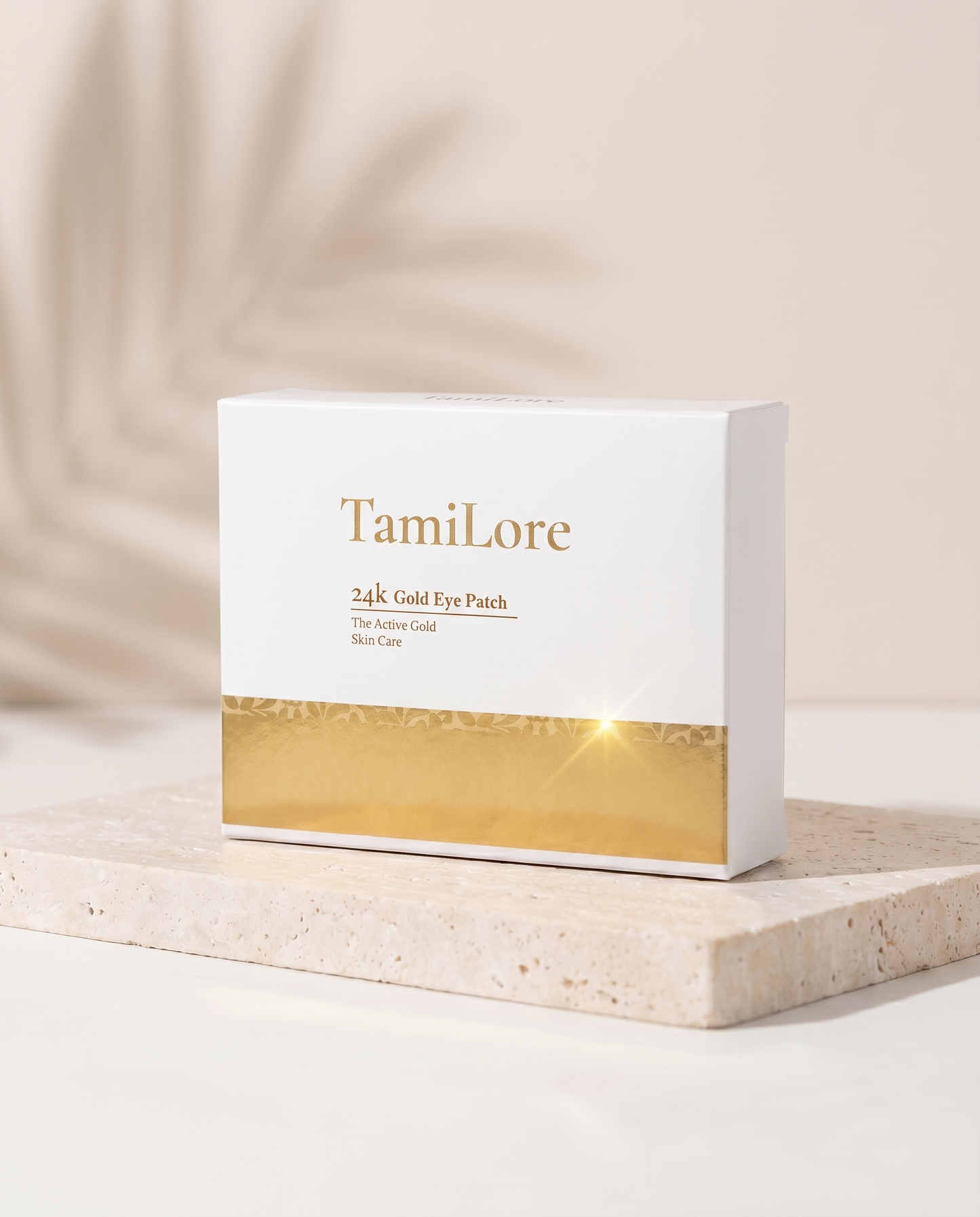 Editorial-Aufnahme der 24K Gold Augenpads Verpackung