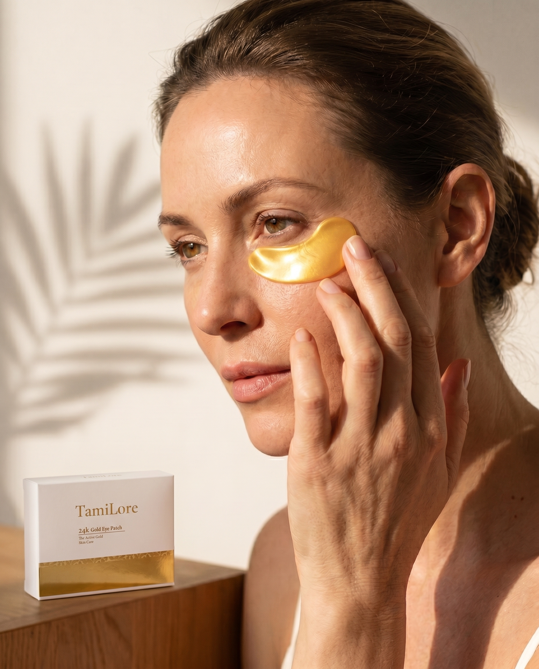 Anwendung: 24K Gold Augenpad wird unter dem Auge platziert