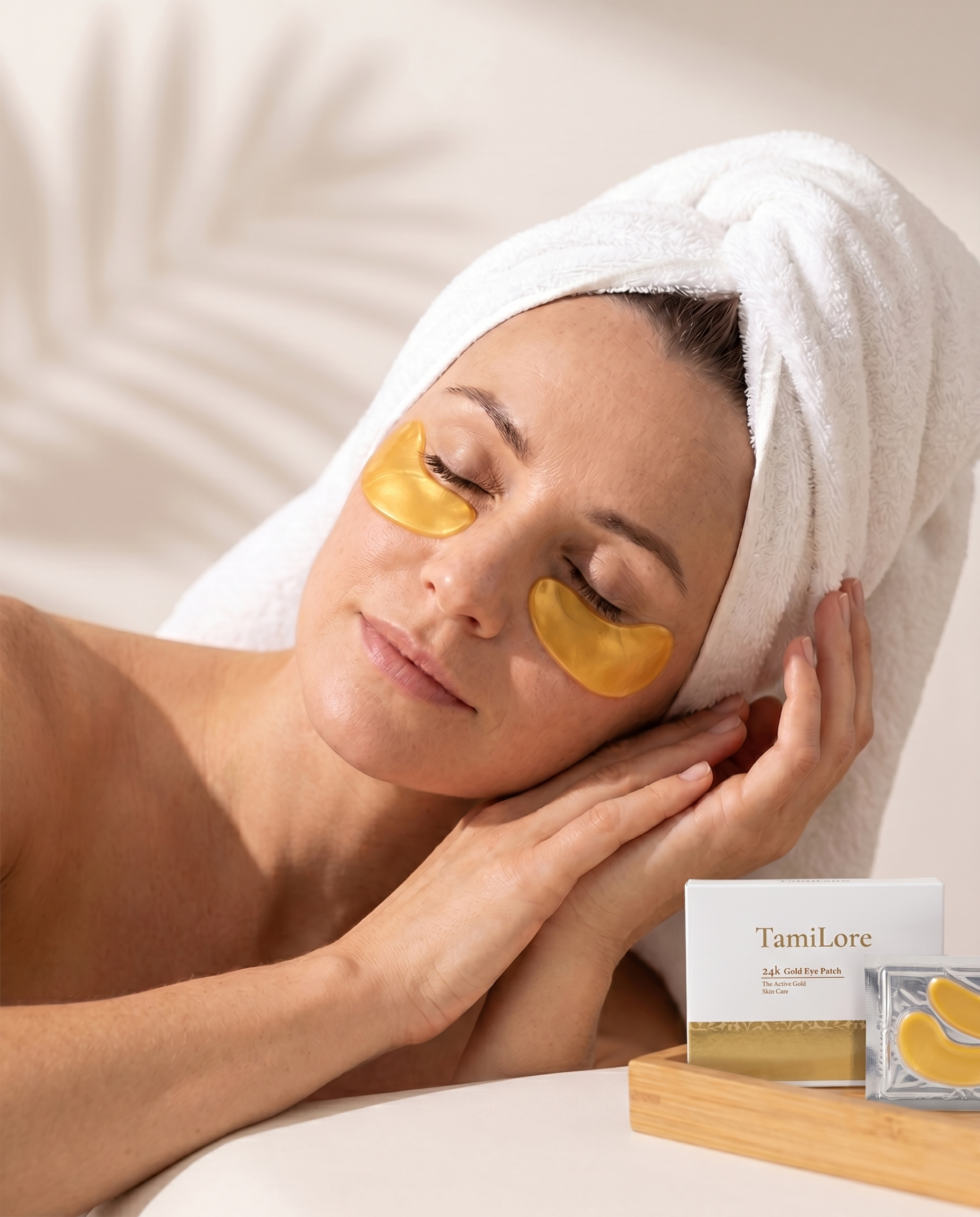 Entspannter Spa-Moment mit den Gold Augenpads