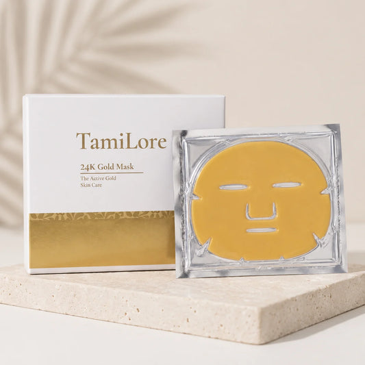 TamiLore 24K Gold Kollagen Maske – Verpackung mit Maske