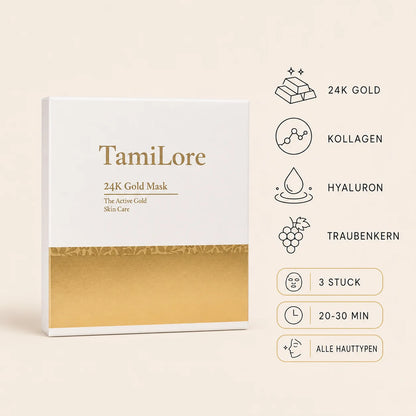 Infografik: Wirkstoffe und Fakten der 24K Gold Kollagen Maske